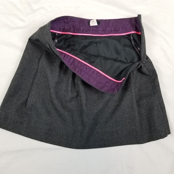 J Crew Wool Mini Skirt Charcoal Grey Shirred Pleated Sz 0 Gathered Women Lined - Picture 5 of 12